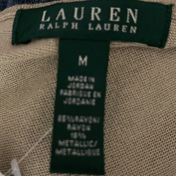 Lauren Ralph Lauren Short Sleeve Scoop Neck Tee Metallic Gold - Picture 6 of 9